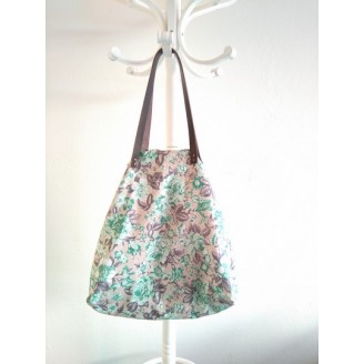 Bolso castaña flores verdes